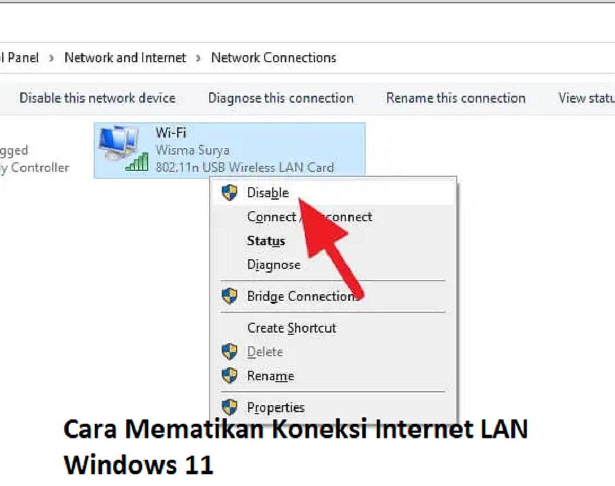 Cara Mematikan Koneksi Internet LAN Windows 11