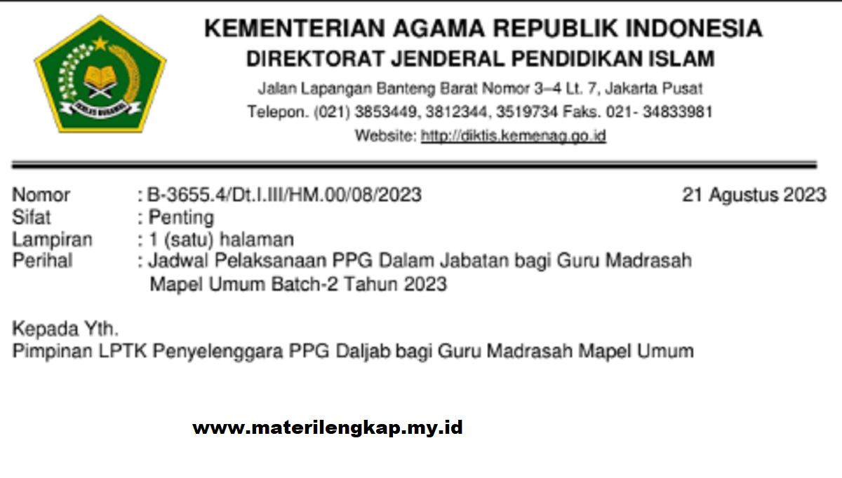 Pelaksanaan PPG Dalam Jabatan bagi Guru Madrasah Mapel Umum Batch-2 Tahun 2023