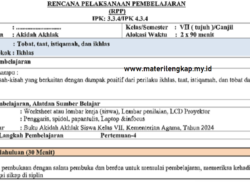 Contoh RPP Aqidah Akhlak Kelas 7 SMP/MTs Tentang Ikhlas