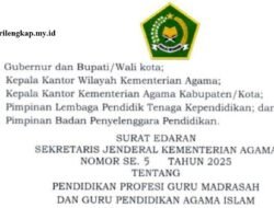 Kemenag Terbitkan SE Sekjen Nomor 5 Tahun 2025 tentang Pendidikan Profesi Guru Madrasah dan Guru PAI