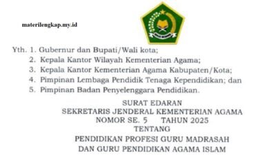 Kemenag Terbitkan SE Sekjen Nomor 5 Tahun 2025 tentang Pendidikan Profesi Guru Madrasah dan Guru PAI