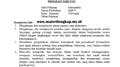 Program Tahunan (Prota) Matematika Kelas 7: Panduan Lengkap untuk Guru