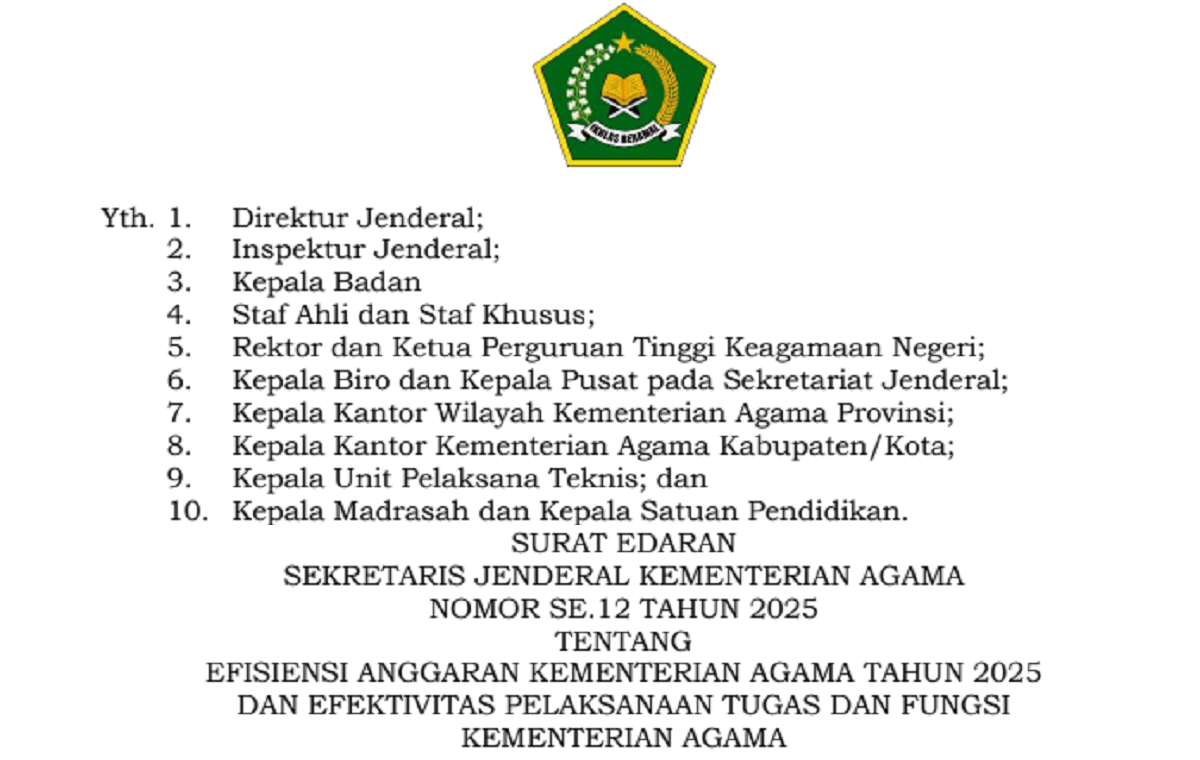 Efisiensi Anggaran Kementerian Agama Tahun 2025: Langkah Strategis Meningkatkan Kinerja