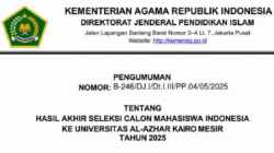 Hasil Akhir Seleksi Mahasiswa Indonesia ke Universitas Al-Azhar Mesir Tahun 2025 Diumumkan