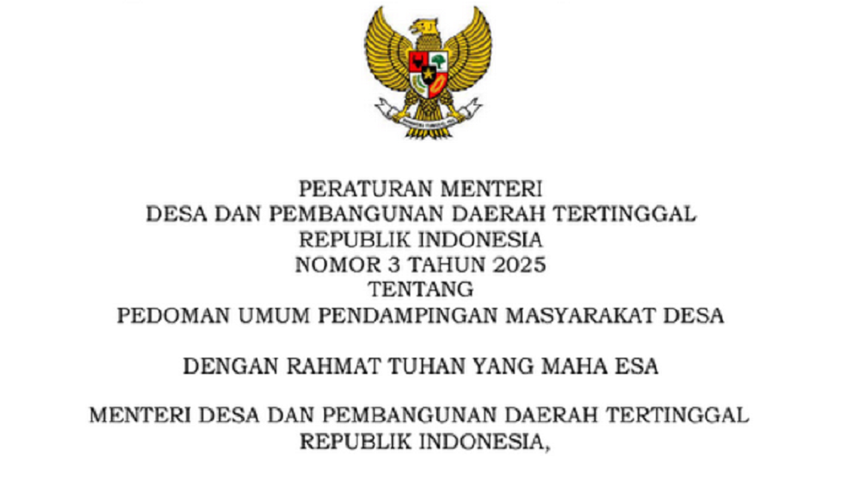Permendesa PDTT Nomor 3 Tahun 2025: Penguatan Pedoman Pendampingan Masyarakat Desa