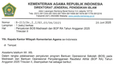 Panduan Pencairan Dana BOS Madrasah dan BOP RA Triwulan II Tahun 2025