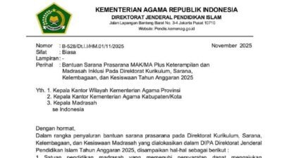 Bantuan Sarana Prasarana Madrasah Inklusi dan MAK/MA Plus Keterampilan Tahun 2025 dari Kemenag
